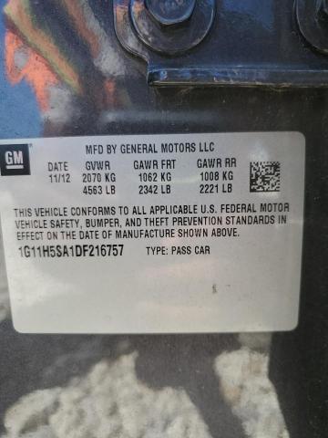 1G11H5SA1DF216757 - 2013 CHEVROLET MALIBU LTZ გრაფიტი ფოტო 12