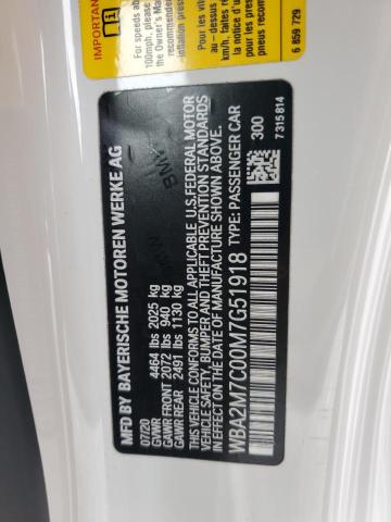 WBA2M7C00M7G51918 - 2021 BMW 230I WHITE photo 12