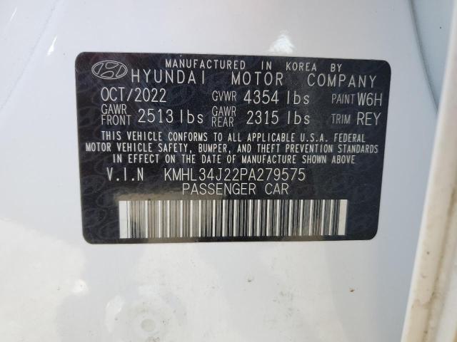 KMHL34J22PA279575 - 2023 HYUNDAI SONATA LIMITED WHITE photo 13