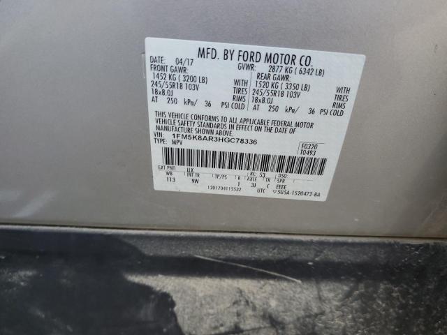 1FM5K8AR3HGC78336 - 2017 FORD EXPLORER POLICE INTERCEPTOR SILVER photo 14