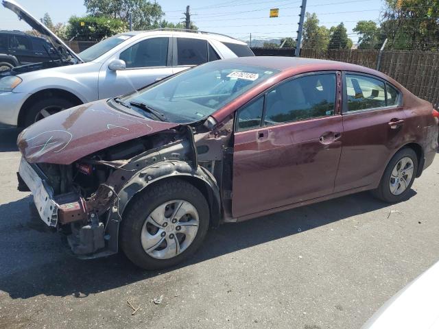 19XFB2F55DE236756 - 2013 HONDA CIVIC LX BURGUNDY photo 1