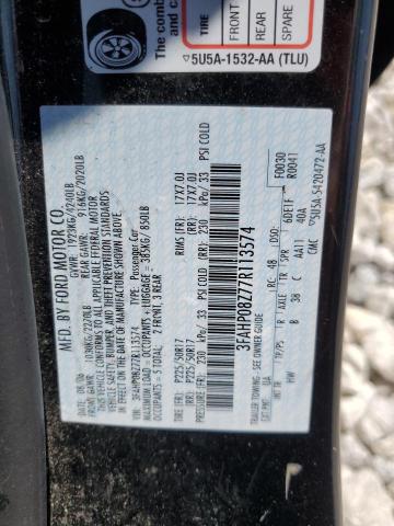 3FAHP08Z77R113574 - 2007 FORD FUSION SEL BLACK photo 12