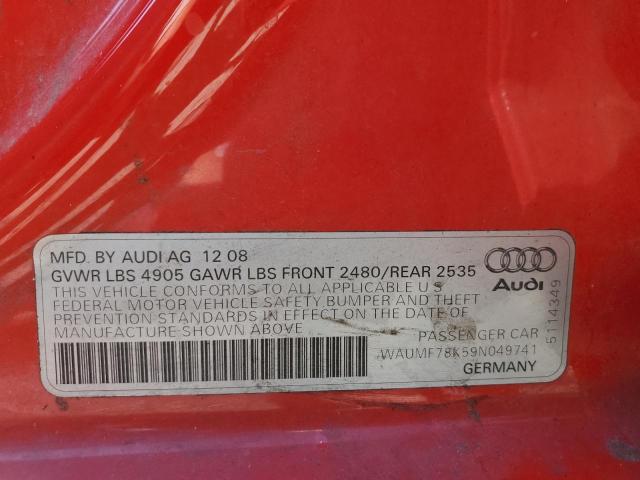 WAUMF78K59N049741 - 2009 AUDI A4 PRESTIGE RED photo 12