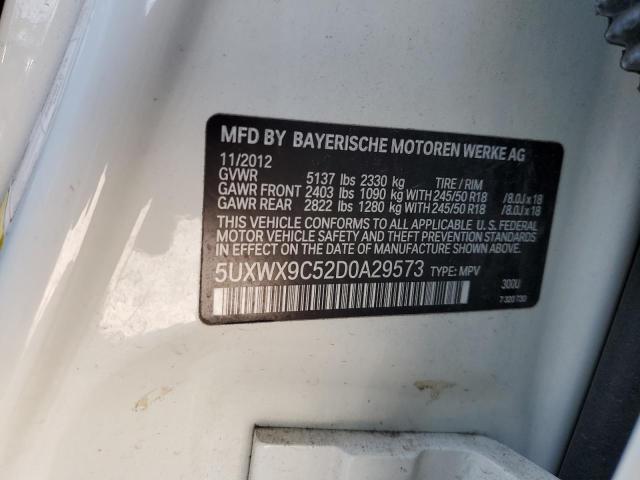 5UXWX9C52D0A29573 - 2013 BMW X3 XDRIVE28I WHITE photo 13