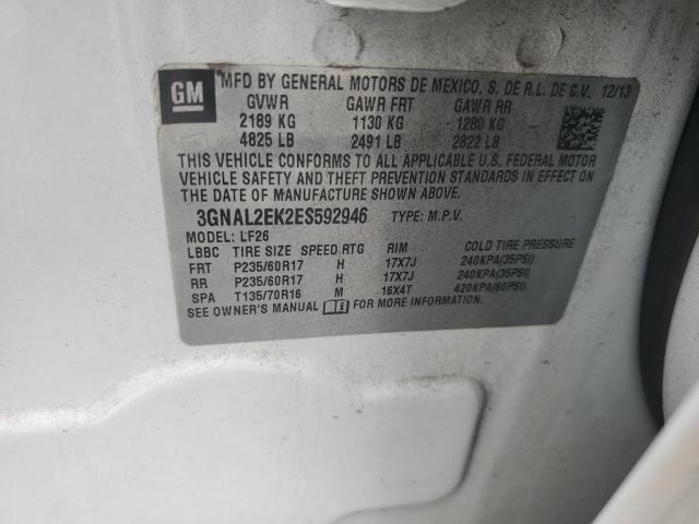 3GNAL2EK2ES592946 - 2014 CHEVROLET CAPTIVA LS 白色 照片 14