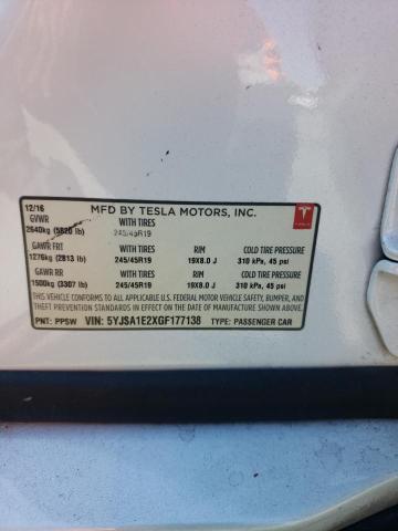 5YJSA1E2XGF177138 - 2016 TESLA MODEL S Սև լուսանկար 12