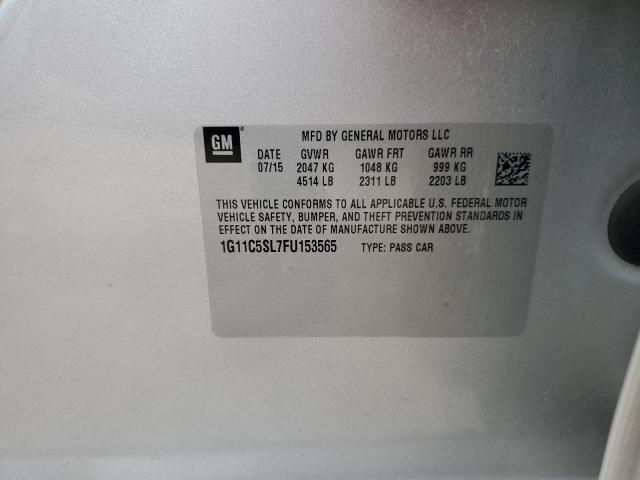 1G11C5SL7FU153565 - 2015 CHEVROLET MALIBU 1LT SILVER photo 12