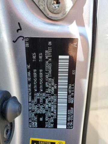 5TDJKRFHXFS198351 - 2015 TOYOTA HIGHLANDER XLE SILVER photo 12