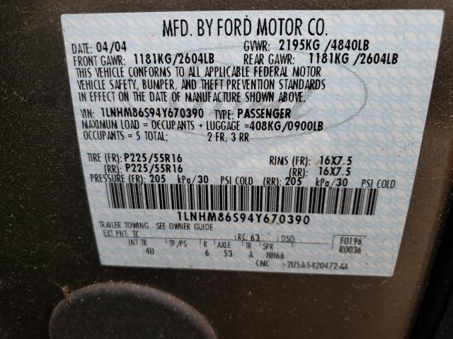 1LNHM86S94Y670390 - 2004 LINCOLN LS Boz foto 12