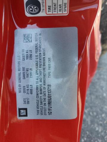 1G1FJ1R69J0113718 - 2018 CHEVROLET CAMARO ZL1 红色 照片 12