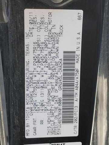 5TFUU4EN7BX018006 - 2011 TOYOTA TACOMA ACCESS CAB შავი ფოტო 12