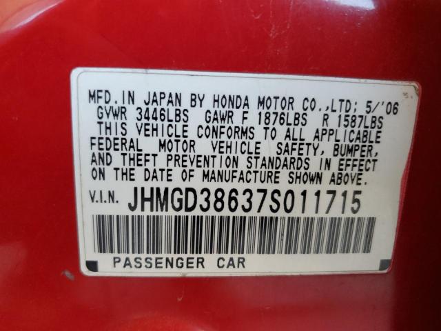 JHMGD38637S011715 - 2007 HONDA FIT S 红色 照片 13