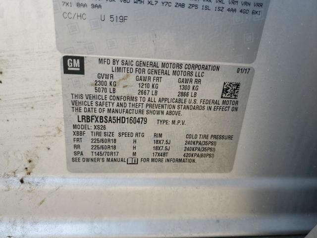 LRBFXBSA5HD160479 - 2017 BUICK ENVISION ESSENCE Серебристый фото 12