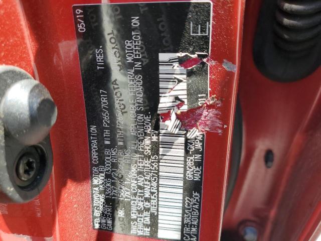JTEBU5JR4K5715615 - 2019 TOYOTA 4RUNNER SR5/SR5 PREMIUM Rouge photo 13