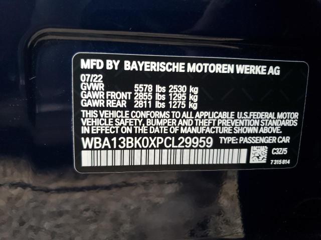 WBA13BK0XPCL29959 - 2023 BMW M550XI BLUE photo 10