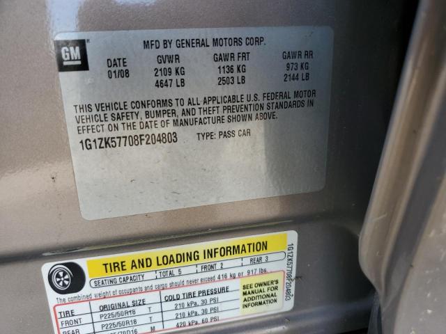 1G1ZK57708F204803 - 2008 CHEVROLET MALIBU LTZ 棕色 照片 12