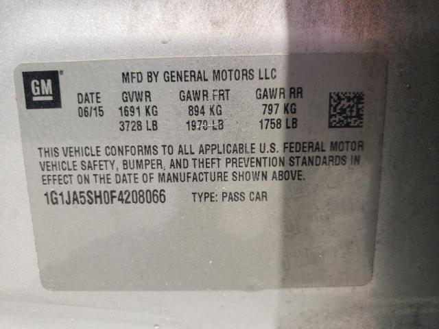 1G1JA5SH0F4208066 - 2015 CHEVROLET SONIC LS SILVER photo 12