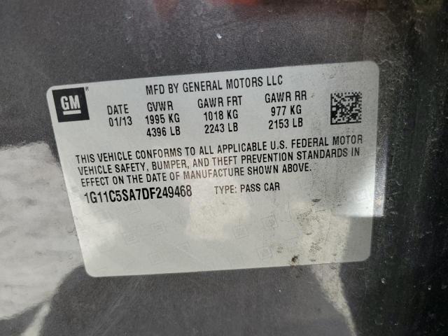 1G11C5SA7DF249468 - 2013 CHEVROLET MALIBU 1LT ნაცრისფერი ფოტო 12