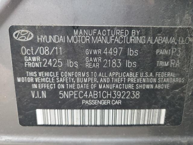 5NPEC4AB1CH392238 - 2012 HYUNDAI SONATA SE 灰色 照片 12