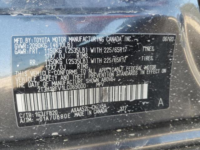 2T3H1RFV1LC069000 - 2020 TOYOTA RAV4 LE GRAY photo 12
