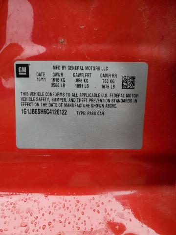 1G1JB6SH6C4120122 - 2012 CHEVROLET SONIC LS წითელი ფოტო 13