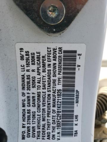 19XFC2F81KE211826 - 2019 HONDA CIVIC SPORT 白色 照片 12