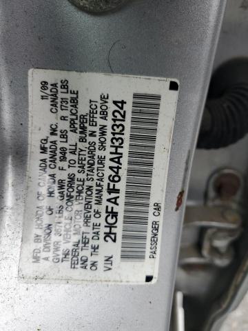 2HGFA1F64AH313124 - 2010 HONDA CIVIC LX-S SILVER photo 12