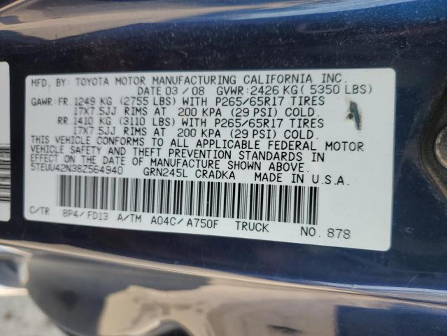 5TEUU42N38Z564940 - 2008 TOYOTA TACOMA ACCESS CAB ლურჯი ფოტო 12