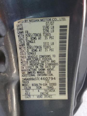 1N6AD06U37C460794 - 2007 NISSAN FRONTIER KING CAB LE GRAY photo 12