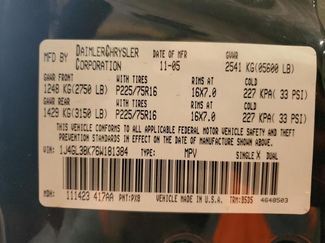 1J4GL38K76W181384 - 2006 JEEP LIBERTY RENEGADE 黑色 照片 14