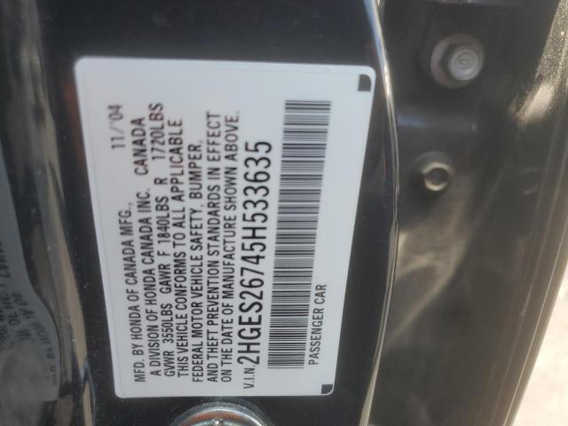 2HGES26745H533635 - 2005 HONDA CIVIC EX Қара фото 12