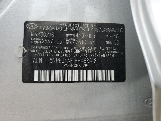 5NPE34AF1HH468518 - 2017 HYUNDAI SONATA SPORT SILVER photo 13