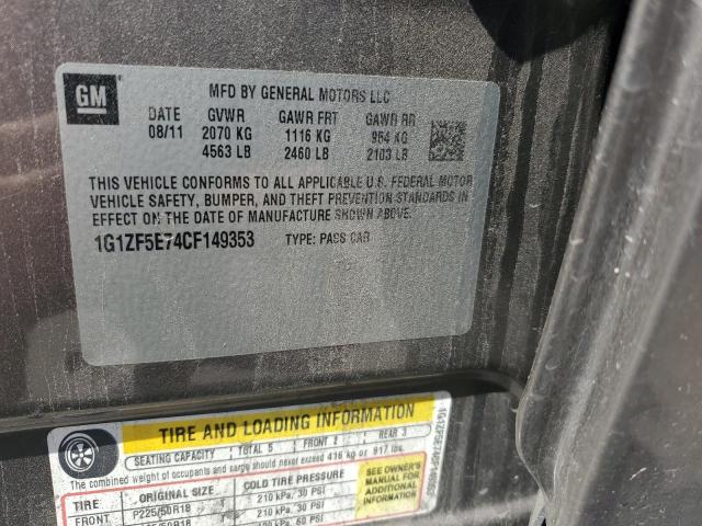 1G1ZF5E74CF149353 - 2012 CHEVROLET MALIBU 3LT 棕色 照片 12