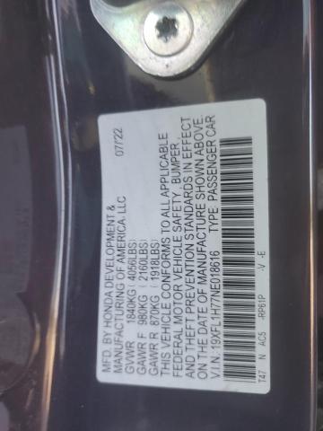 19XFL1H77NE018616 - 2022 HONDA CIVIC EXL CHARCOAL photo 13