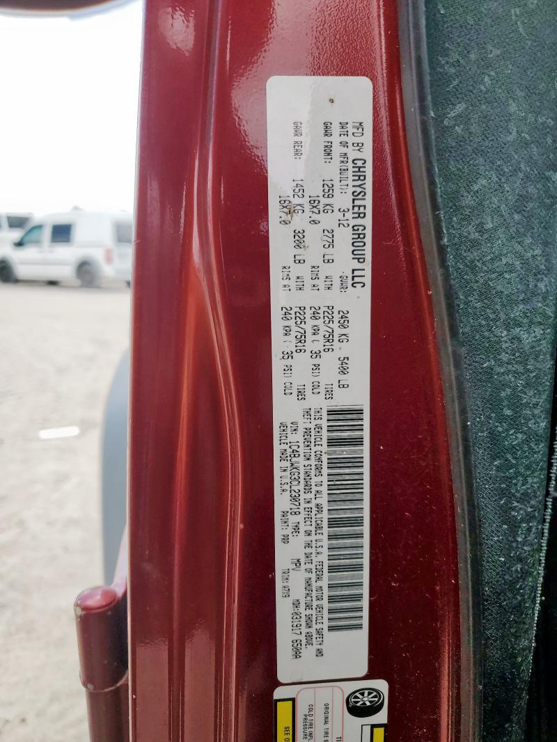 1C4BJWKG3CL230718 - 2012 JEEP WRANGLER U SPORT Қызыл фото 13