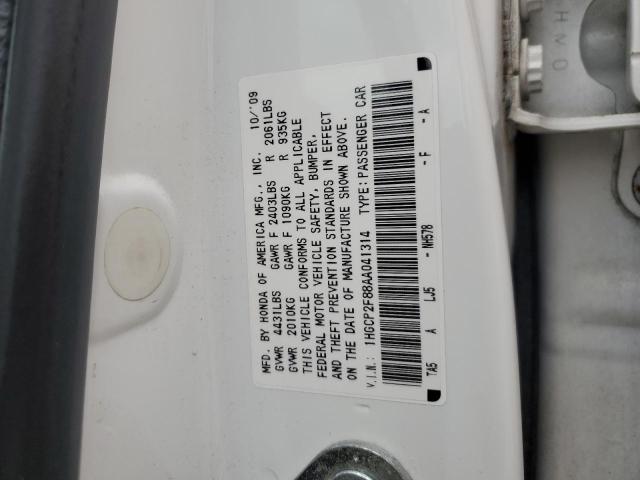 1HGCP2F88AA041314 - 2010 HONDA ACCORD EXL WHITE photo 12