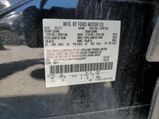 2FMTK3J86FBB22507 - 2015 FORD EDGE SEL BLACK photo 13