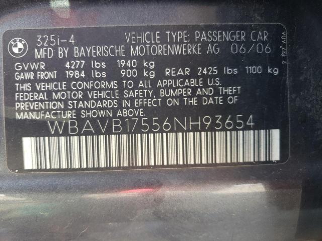 WBAVB17556NH93654 - 2006 BMW 325 I AUTOMATIC GRAY photo 12