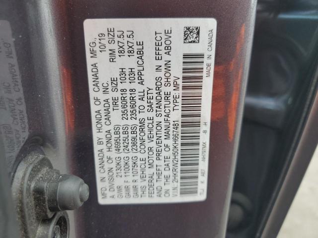 2HKRW2H50KH667481 - 2019 HONDA CR-V EX GRAY photo 13
