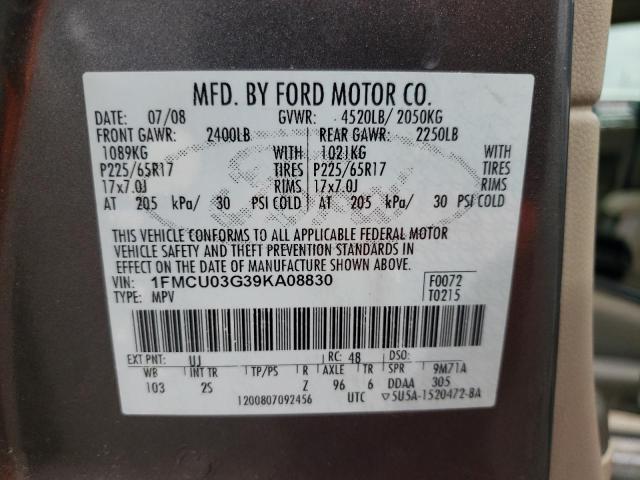 1FMCU03G39KA08830 - 2009 FORD ESCAPE XLT GRAY photo 13