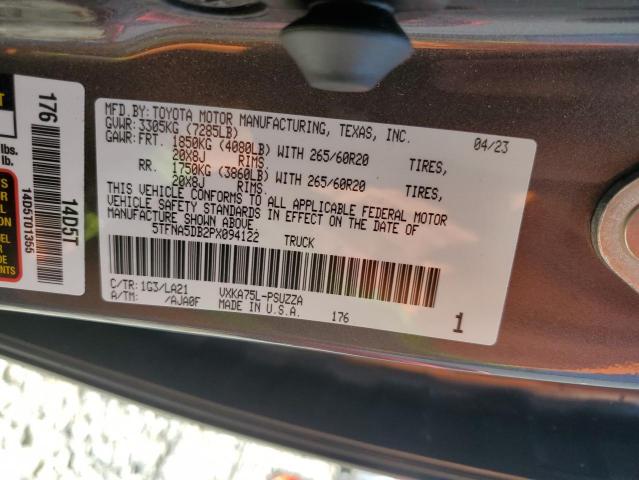 5TFNA5DB2PX094122 - 2023 TOYOTA TUNDRA CREWMAX PLATINUM გრაფიტი ფოტო 12