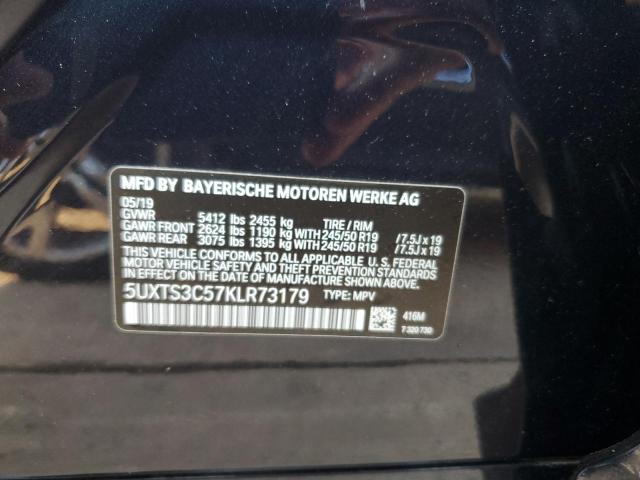 5UXTS3C57KLR73179 - 2019 BMW X3 XDRIVEM40I أسود صورة 12