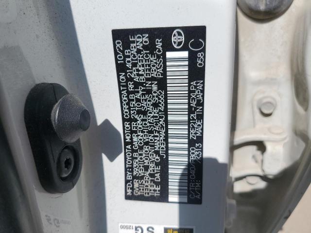 JTDEPMAE2MJ146662 - 2021 TOYOTA COROLLA LE თეთრი ფოტო 12