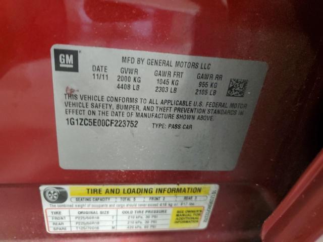 1G1ZC5E00CF223752 - 2012 CHEVROLET MALIBU 1LT წითელი ფოტო 12