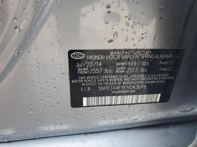 5NPE34AFXFH043649 - 2015 HYUNDAI SONATA SPORT SILVER photo 12