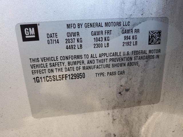 1G11C5SL5FF129950 - 2015 CHEVROLET MALIBU 1LT SILVER photo 12