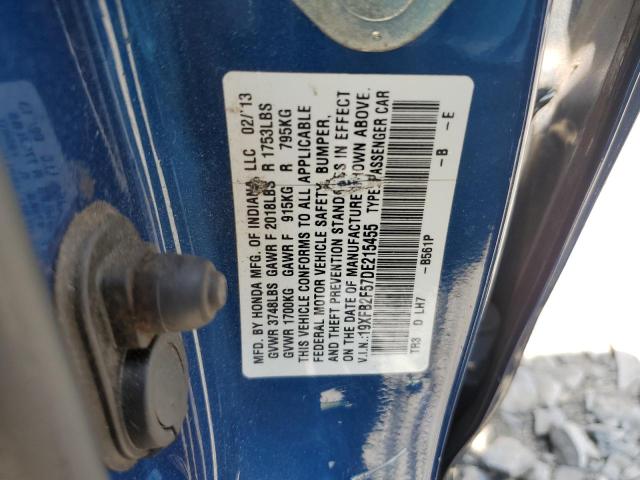 19XFB2F57DE215455 - 2013 HONDA CIVIC LX BLUE photo 12