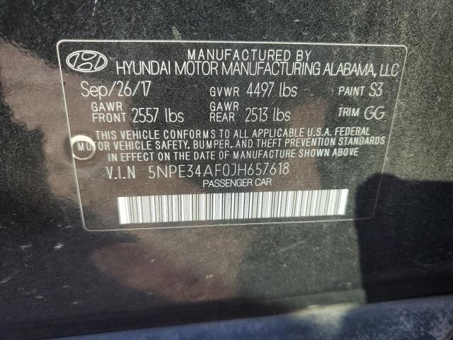 5NPE34AF0JH657618 - 2018 HYUNDAI SONATA SPORT Schwarz Foto 12