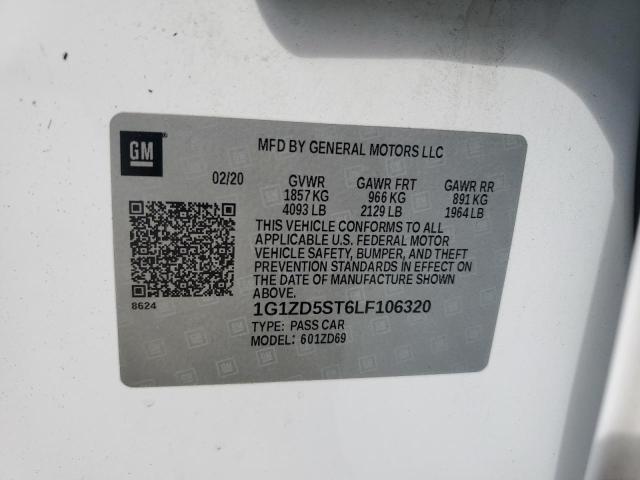 1G1ZD5ST6LF106320 - 2020 CHEVROLET MALIBU LT 白色 照片 12