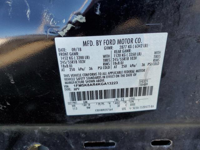 1FM5K8AR4KGA13223 - 2019 FORD EXPLORER POLICE INTERCEPTOR WHITE photo 12